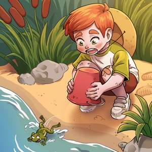 Jouer avec une grenouille