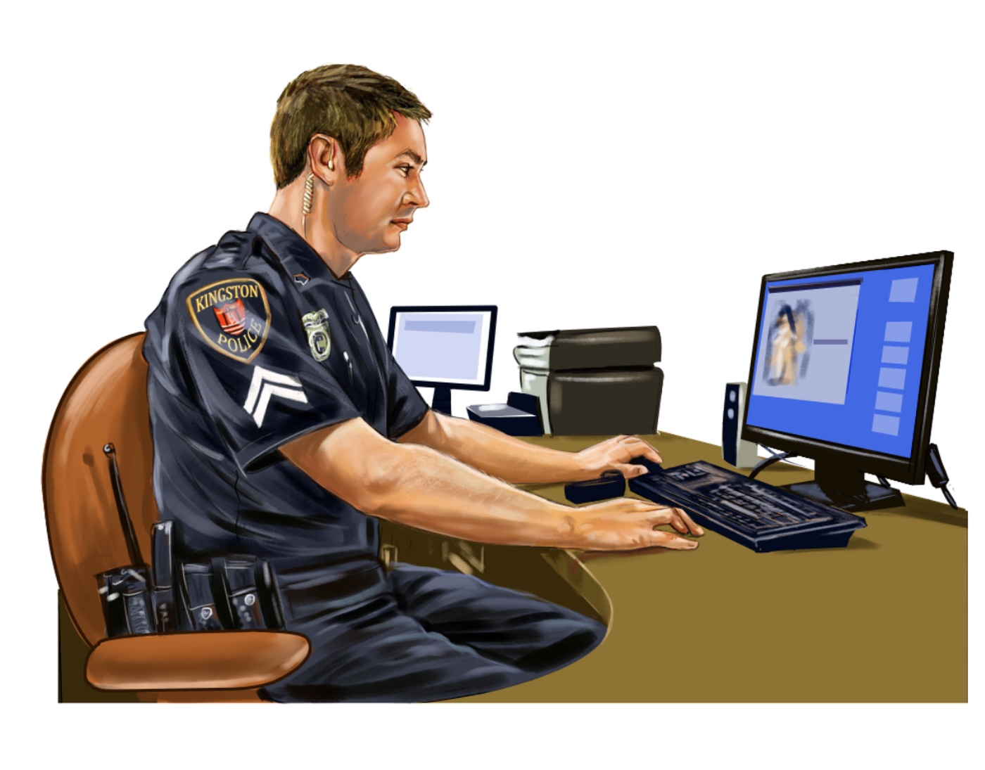 Jocelyne Bouchard - Policier à l'ordinateur